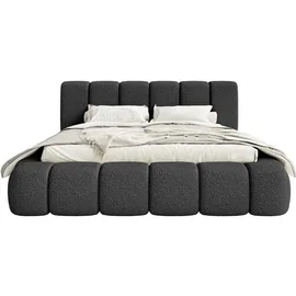 FEDVE Polsterbett Schwarz Textil, 140x200 cm, - Schwarz