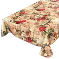 ANRO Tischdecke Wachstischdecke Wachstuch Wachstuchtischdecke Landhaus Rosen Briefe 260x140cm