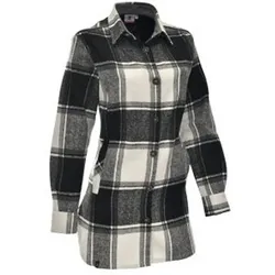MAUL Damen Bluse Sanremo lange Flanell Bluse, dark grey, 38