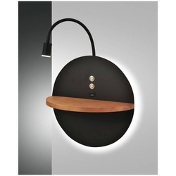 Fabas Luce Dual Wand-Leseleuchte LED 1x9W (Backligt) und 1x65W (Leselicht) Metall schwarz und Eichenholz