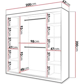 Mirjan24 Schwebetürenschrank Riflo Slim 2 200 x 200 x 0 cm Schwarz/Gold