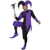 Smiffys Clown-Kostüm Hofnarr schwarz-lila - Kostüm für Fasching Hallowe, Stand-up Comedian von anno dunnemals lila