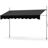 COSTWAY Klemmmarkise 300 cm breit, Balkonmarkise ohne Bohren mit Handkurbel, höhenverstellbar & UV-beständig, Markise Sonnenschutz Schwarz - Schwarz