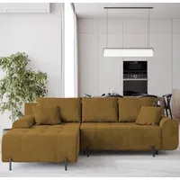 BroMARKT Ecksofa ARCO Schlaffunktion Bettkasten L-Form 270x180x91cm Senf - Gelb