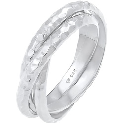 Elli Basic Wickelring Klassik Gehämmert 925 Silber Ringe   Damen 
