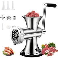 Manueller Fleischwolf, Lebensmittelzerkleinerer mit Klinge, Mahlkopf, Fleischbrett, Druckbrett und Wurststab, multifunktionaler Fleischwolf für die
