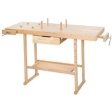 Tectake tectake® Holzwerkbank, mit 2 Schraubstöcken, 4 Stirnhölzer und 4 Bankhaken, 137 x 50 x 87 cm