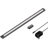 ledscom.de LED Unterbau-Leuchte SIRIS schwarz matt mit Netzteil und Touch-Dimmer, flach, 50cm, 531lm, warmweiß