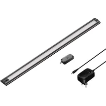 ledscom.de LED Unterbau-Leuchte SIRIS schwarz matt mit Netzteil und Touch-Dimmer, flach, 50cm, 531lm, warmweiß