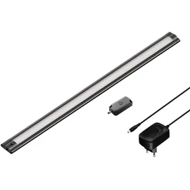 ledscom.de LED Unterbau-Leuchte SIRIS schwarz matt mit Netzteil und Touch-Dimmer, flach, 50cm, 531lm, warmweiß