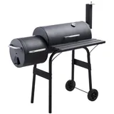 Smoker BBQ mit Thermometer fahrbar Grillwagen Grill Holzkohlegrill