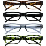 OPULIZE Die Lesebrille Unternehmen Braun Schwarz Grau Grün Leicht Leser Wert 4er-Pack Herren Frauen RRRR32-2176 +1,00
