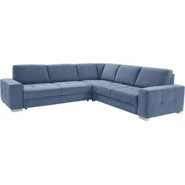 sit&more Ecksofa SIT & MORE "Santorini L-Form", blau, B:276cm H:82cm T:271cm, Struktur (100% Polyester);Struktur fein (95% Polyester, 5% Polyamid), Sofas, Ecksofa, mit Federkern und Sitztiefenverstellung, wahlweise mit Bettfunktion