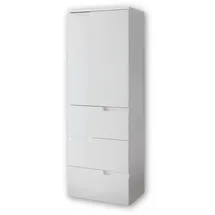 Stella Trading SPICE Büroschrank in Hochglanz Weiß - Halbhoher Aktenschrank mit Schubladen - Modernes Büromöbel Komplettset - 50 x 145 x 35 cm (B/H/T)