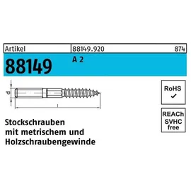 F. REYHER Nchfg. GmbH & Co. KG Stockschraube 6x150 Edelstahl A2 blank