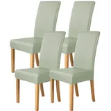 Esszimmer Stuhlhussen Elastischem PU-Leder 2er-/4er-/6er-Set,Einfarbige Wasserdichte Stuhlhussen für Esszimmerstühle,Universelle Stuhlschutzbezüge für Restaurants Küchen und Hotels(Green,4 Set)