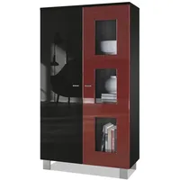 Vladon Vitrine, Bordeaux, 71x129x35 cm, Wohnzimmer, Wohnwände, Vitrinenschränke