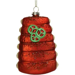 Christbaumschmuck Glas 10,7cm Grill Rippchen Figur Handbemalt & mit Glitzer Weihnachtsbaum Anhänger Christbaumanhänger Weihnachtsbaumschmuck Rostbraun