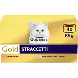 GOURMET Gold Nassfutter für Erwachsene Katzen, mit Meeresfisch und Lachs, 48 Beutel à 85 g