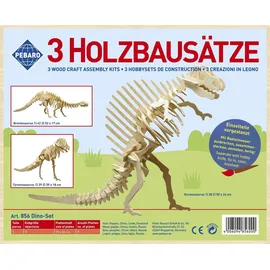 Peter Bausch GmbH & Co. KG PEBARO 856 - Holzbausatz Dinosaurier-Set, Brontosaurus, Tyrannosaurus, Ouranosaurus, 3 Holzkontruktionen zum Zusammenstecken