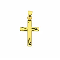 Kreuzkette ADELIA ́S "Halskette - Kreuzkette mit Kreuz Anhänger aus 585 Gold", gold, Halsketten, Damen, Gelbgold 585 Gold, Gelbgold 585, Gold, Kreuzkette, Schmuckset mit bis 45 cm stufenlos verstellbarer 925 Silber Halskette