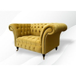 JVmoebel Chesterfield-Sessel, Chesterfield Sessel 1,5 Sitzer Design gelb