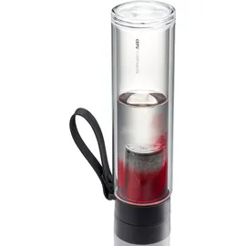 GEFU Trinkflasche GEFU "COMPANION", schwarz (schwarz, transparent), 450ml, Borosilikatglas, Trinkflaschen, Trinkflasche, Sicherheitsverschluss für 100%-igen Auslaufschutz und Einhandbedienung