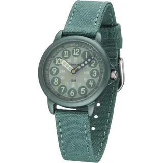 JACQUES FAREL Lernuhr Öko Kinderuhr Jungen Armbanduhr Analog Quarz mit Textilarmband aus Bio-Baumwolle Jade-Blau Türkis Nachhaltig ORGT 1114