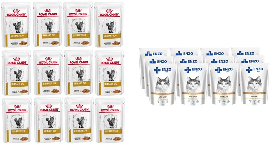 Royal Canin VET DIET Urinary S/O Frischebeutel Katze 12x85g + ENZO VET Urinary mit Huhn in Sauce für Katzen 12x100g (Mit Rabatt-Code ROYAL-5 erhalten Sie 5% Rabatt!)