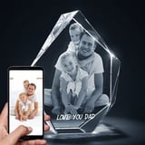 Naispanda Personalisierter 3D Kristall mit Foto, Benutzerdefinierte 3D Kristall foto, Bilderrahmen, Lasergravur-Kristallfoto, bestes Geschenk für Denkmal, Hochzeit, Geburtstag, Abschluss