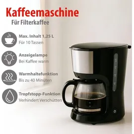Alpina Kaffeemaschine Filtermaschine 1,25L/10 Tassen schwarz/grau