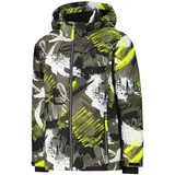 CMP Kid Jacket Snaps Hood Olive-Yellow Fluo