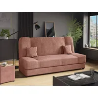 MIRJAN24 Schlafsofa Jonas Cord, mit Bettkasten und Schlaffunktion, mit zwei Kissen, Wellenfeder, 195x87x86 cm rosa