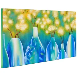 Mendler Ölgemälde Vasen, 100% handgemaltes Wandbild Gemälde XL, 135x70cm