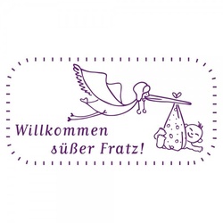 Geburt-Taufe und Kirche Holzstempel - Willkommen Fratz (60x30 mm)