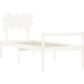vidaXL Seniorenbett mit Kopfteil Weiß Massivholz
