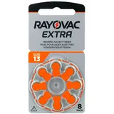 Rayovac Extra 13, 8 Stück, Hörgerätebatterien, hohe Leistung, Zink-Luft-Batterien, 1 Blisterkarte, orange, 13AUX-8XEMF