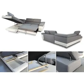 Sofnet Ecksofa Caris mit Schlaffunktion und einstellbare Kopfstützen, Wohnlandschaft mit Bettkasten, Couch, Sofa (Dunkelgrau + ... - Dunkelgrau/Grau