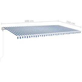 vidaXL Markise 600 x 350 cm blau