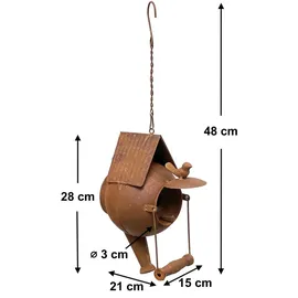 DanDiBo Ambiente Vogelhaus zum Aufhängen Edelrost Deko Rost Gießkanne Wetterfest 96422 Nistkasten Futterstation für Vögel Shabby mit Kette hängend Metallkanne Kanne Balkon