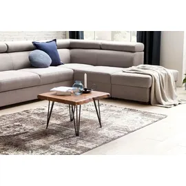FineBuy Couchtisch Baumkante Braun Sheesham 56 x 38 x 51 cm