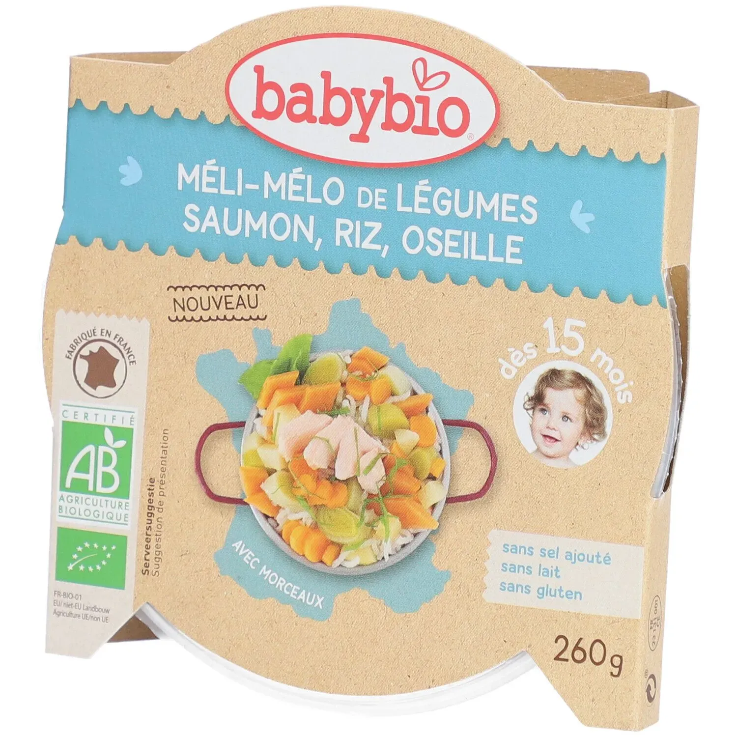 Babybio® Méli-Mélo von Gemüse, Lachs, Reis aus der Camargue