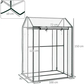 Outsunny Foliengewächshaus, Gewächshaus mit Doppeltür, Treibhaus, für Garten, Weiß, 100 x 80 x 150 cm