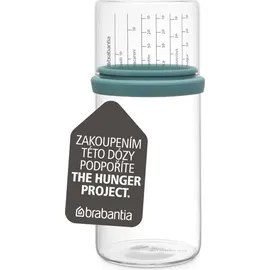 Brabantia 290244 Vorratsglas mit Messbecher, 1 L, Glas, Mint, 10.4 x 10.4 x 23 cm - Transparent