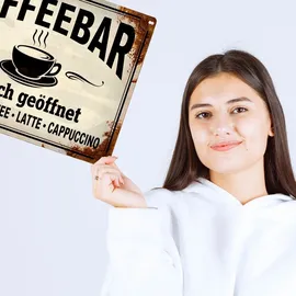 speecheese Kaffeebar Metallschild XXL in 28x38 cm im Vintage-Stil