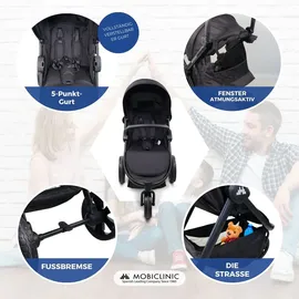 Mobiclinic Mobiclinic® kids, 3-rad-kinderwagen, Agnes, Geländereifen, Einhandlenker, 5-punkt-gurtsystem, Rückentasche, Sportlicher stil, Ein-klick-faltmechanismus, Xxl-korb, Bis zu 22 kg