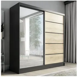 a&j möbelland Schwebetürenschrank Nero 200 x 215 x 59,5 cm Schwarz/Braun