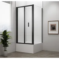 Polysan s.r.o. Komplettdusche DEEP BLACK Rechteckige Duschkabine 1000x750mm L/R Variante,Klarglas, BxT: 100x75 cm, Polysan-MD1910B-01-SET
