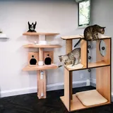 hagen deutschland gmbh & co. Kratzbaum XL Katzenbaum Holz Kletterbaum Höhle Stabil Katzenmöbel Seegras NEU - Beige