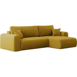 Kaiser Möbel Ecksofa mit Schlaffunktion L-förmiges Sofa Capri Stoff Poso Gelb Rechts